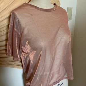 Blush Metallic Mesh T-shirt